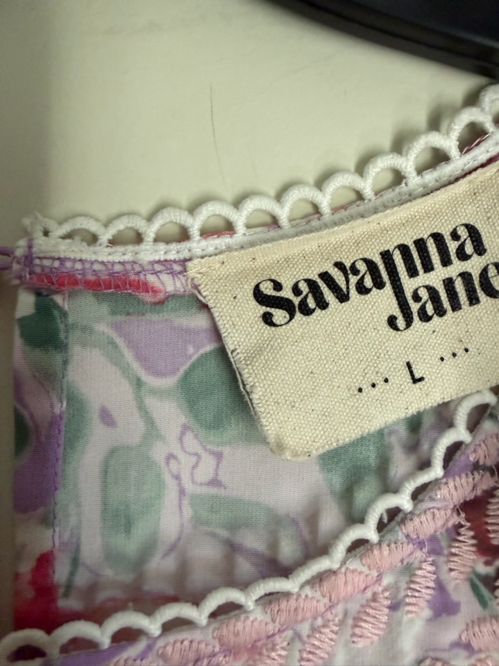 Savanna Jane Lavender and Pink Floral Lace Top L floral embroidered summer boho - Picture 3 of 10